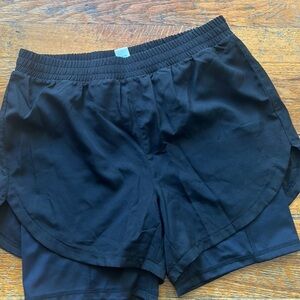 Girls Old Navy Black Flowy shorts with biker shorts attached size XL